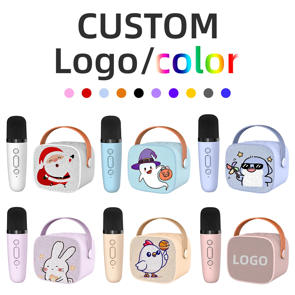 Portable audio sound box Player system With Double amplifier Wireless Microphones Party ktv bt Speakers Mini Karaoker For Kids