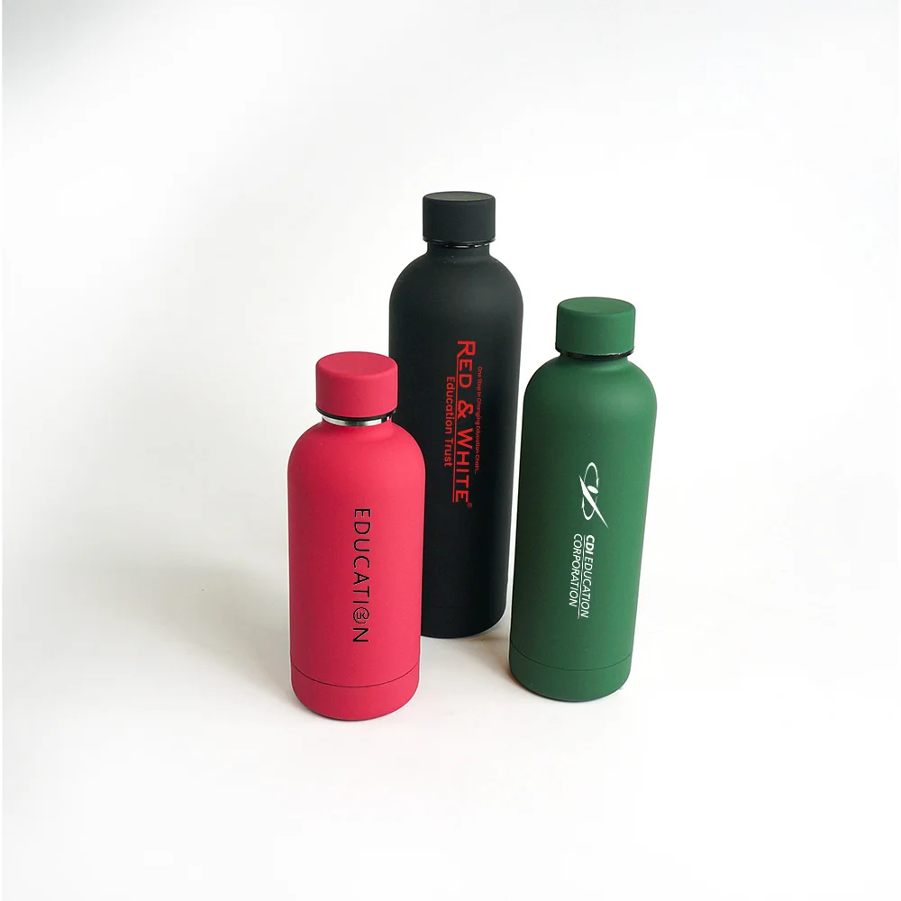 Custom Outdoor Promotion Colorful Simple Rubber Paint Small Mouth 304 Stainless Steel Vacuum Flasks Thermo Insulated Cup