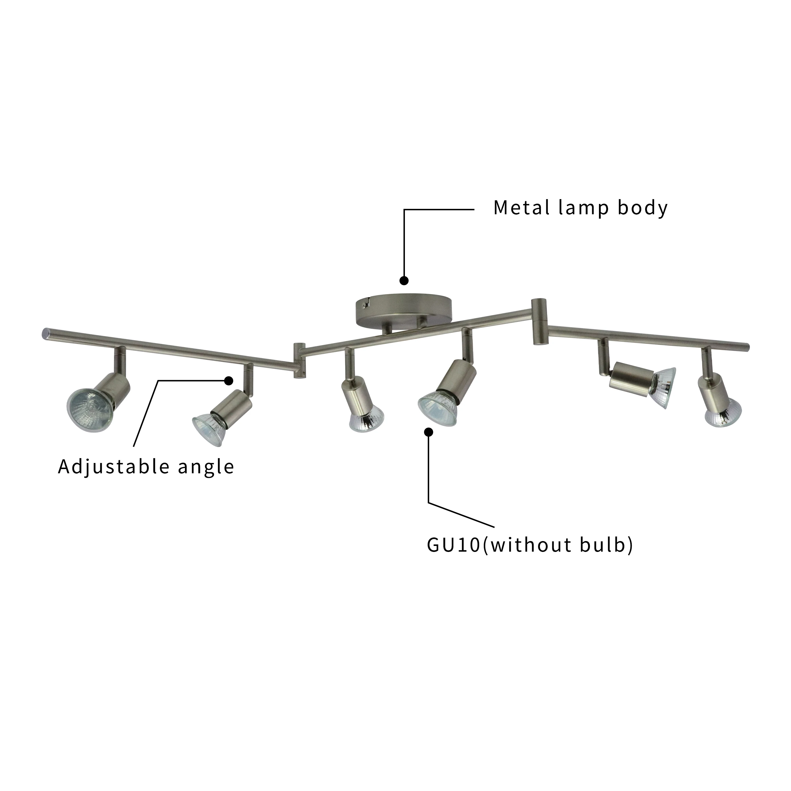 How Bright 6-Light LED Track Lighting Kit Flexibly Rotatable Light Heads 6 Way Ceiling Spotlight Matt Nickel