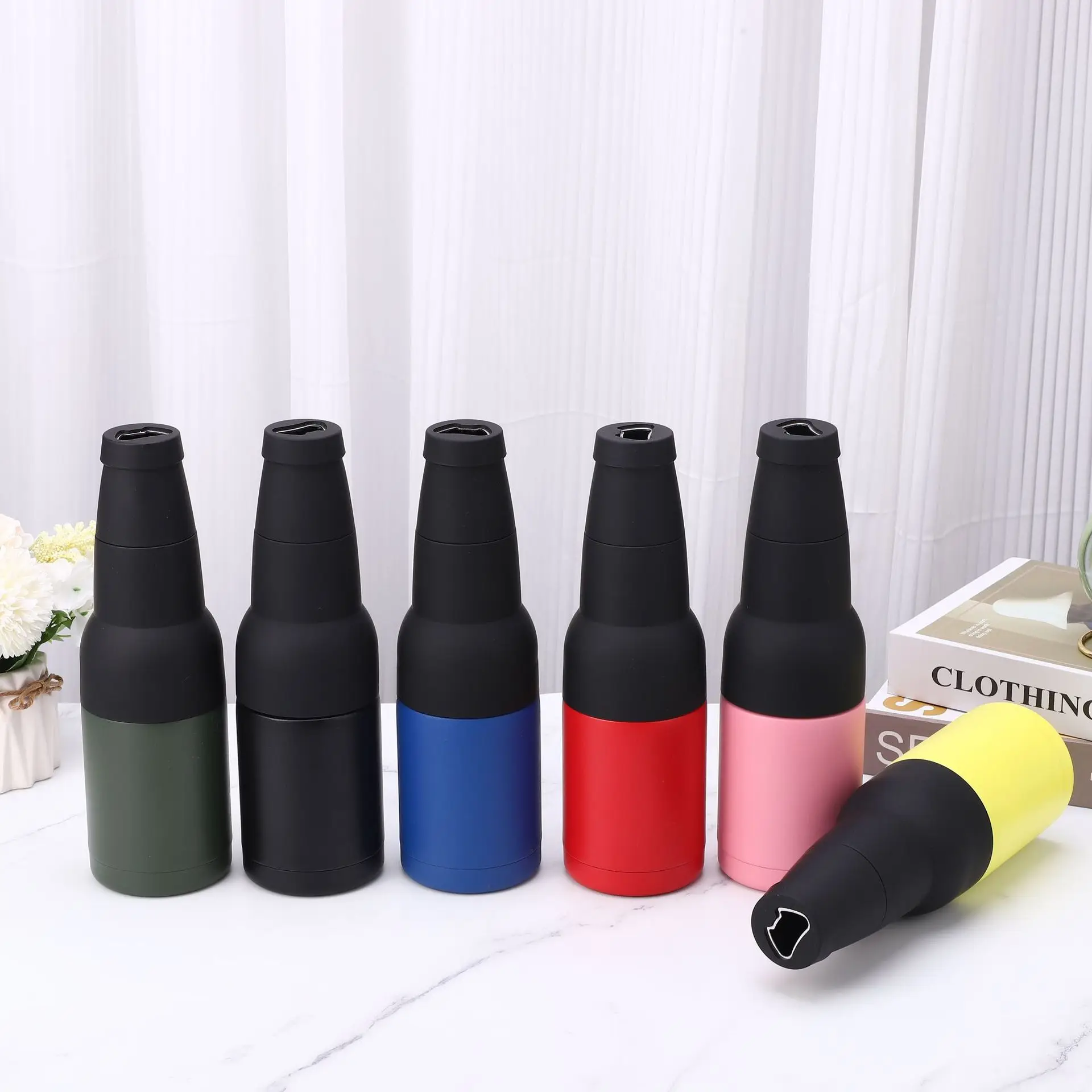 12oz Double Wall Vacuum Insulated Can Cooler Insulator Stainless Steel Cola Beer Can Bottle Holder