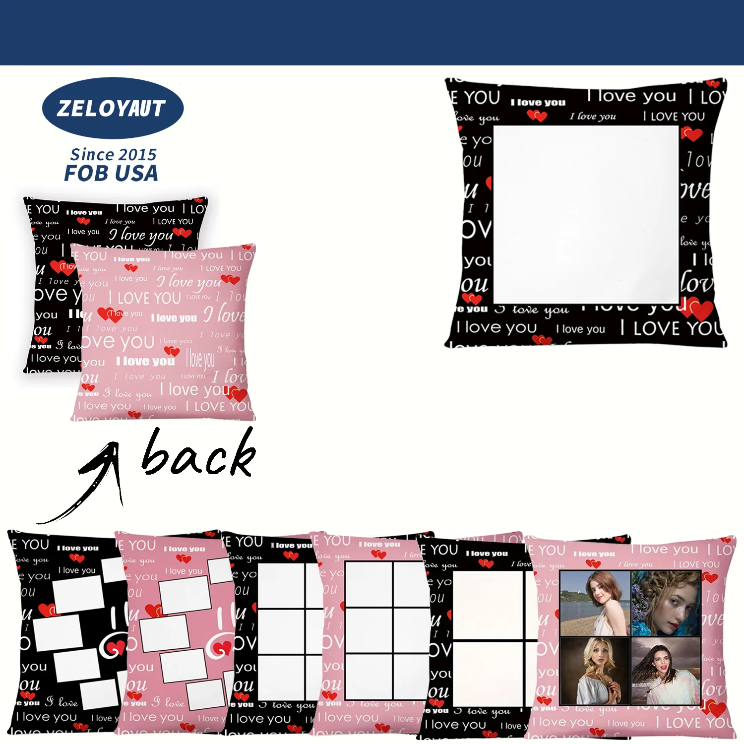 ZELOYAUT wholesale sublimation blanks, love pillowcase square throw cushion pillow covers for home hotel living room diy.