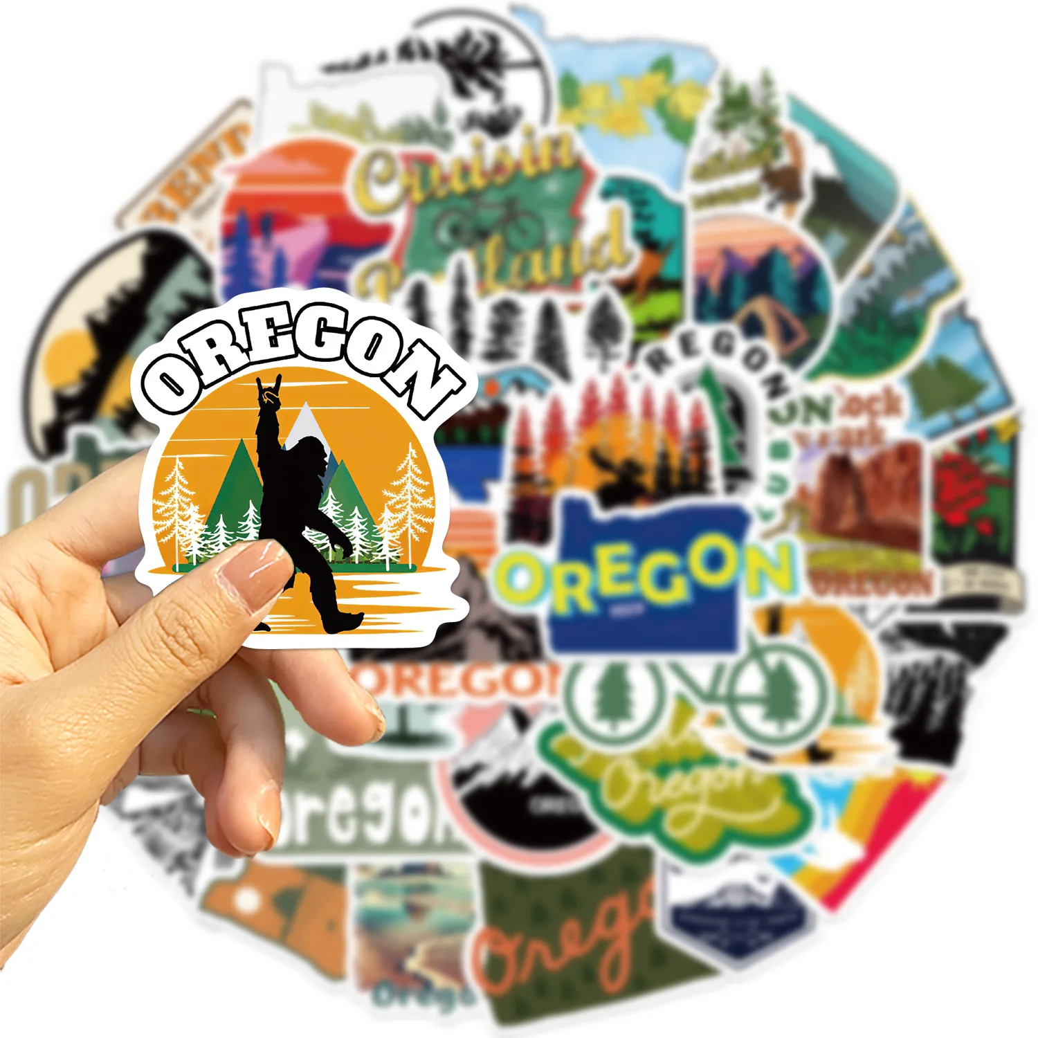 50Pcs State of Oregon City Culture Graffiti Stickers for Gift Car Luggage Decor US Cities Travel Sticker