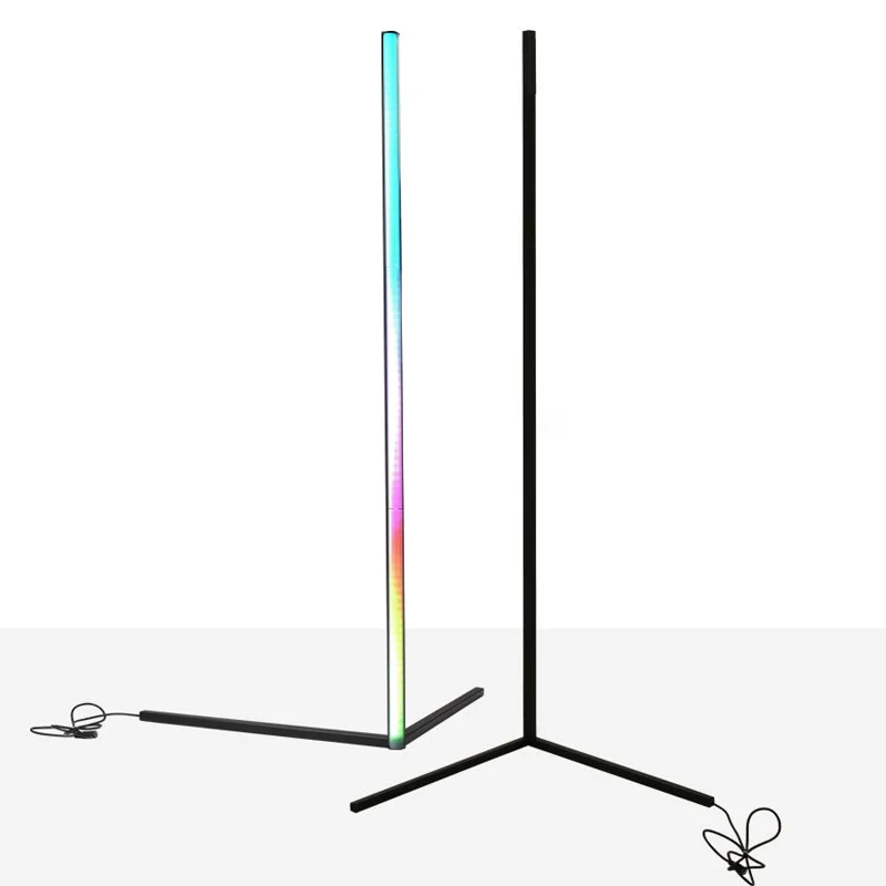 RGB LED Adjustable Height Dim 160cm Modern Floor Lamp with Remote Metal Standing for Living