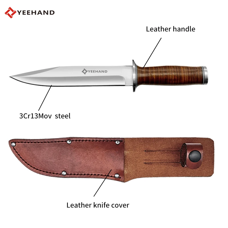 Custom  logo big knife hunting survival full tang outdoor knife self defense knife for men
