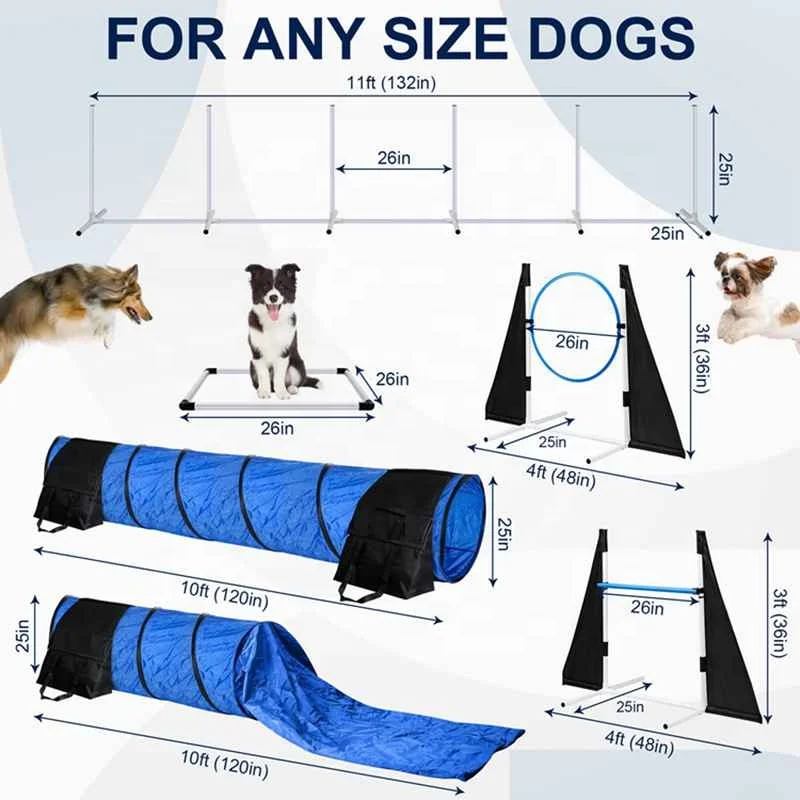 Custom Hot-selling Dog Agility Training Equipment Tunnel Poles Hurdles Exercise Pet Obstacle Course Agility Pet Training Set