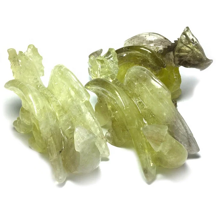 Healing Stones Natural Hand Carved Citrine Flying Dragon Quartz Crystal Flying Dragon Carving