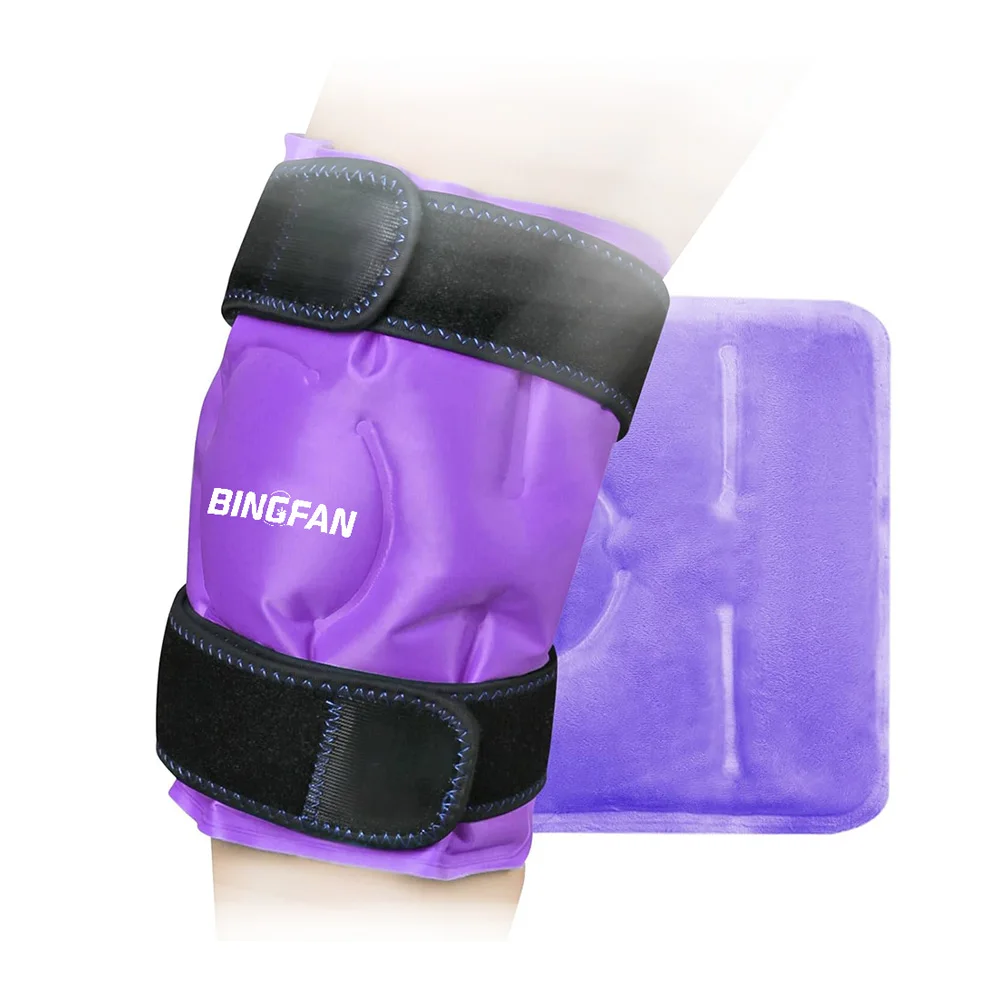 Knee Ice Pack Wrap Nylon With Super Soft Fabric Hot Cold Two Functions Compression Knee Ice Pack Wrap For Knee Pain Relief