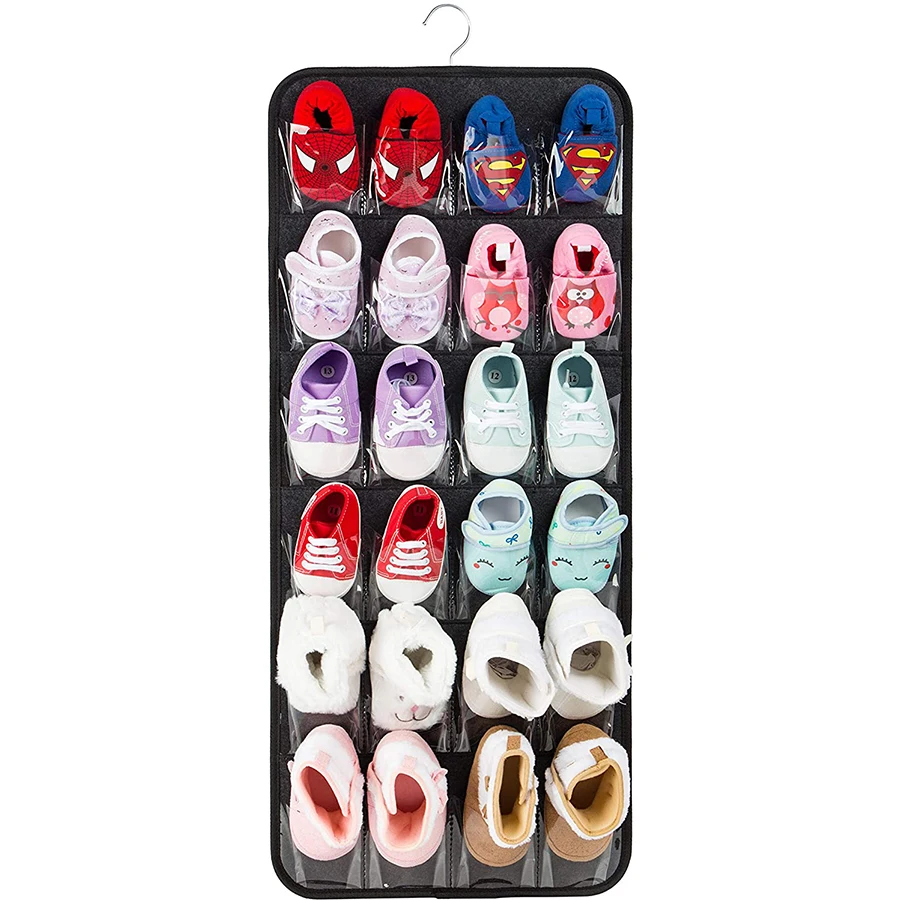 large capacity closet hanging storage pockets door and wall Hanging Baby Shoes Organizer for 12 Pairs of Baby Shoes