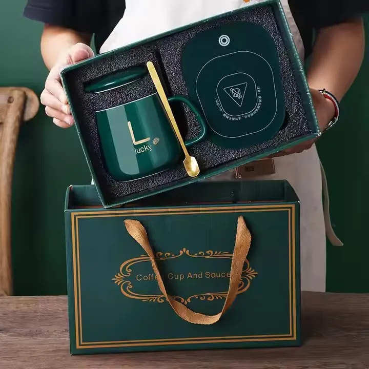 Auto On Off Gravity Induction Mug Office Desk Use Candle Warmer Heating Plate Smart Coffee Cup Warmer Set Thermostatic Cup