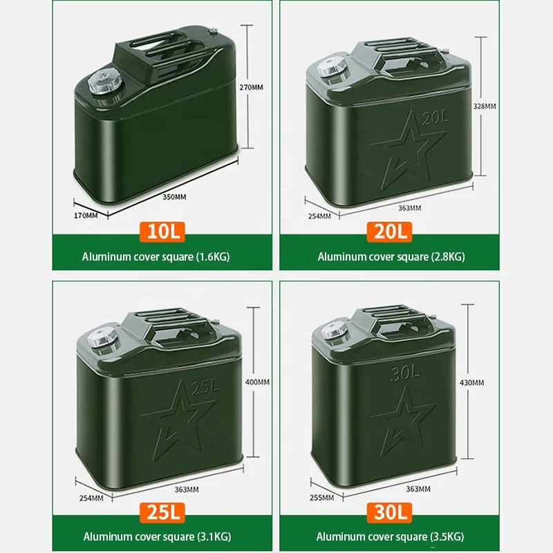 Green Steel Cold rolled plate Gasoline Fuel Tank Petrol Can 20 liter Gal Oil Drum Gas Diesel Gasoline Popular