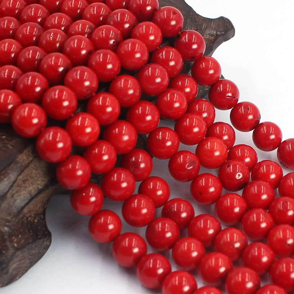Original Natural Red Coral Round Loose Beads for Sale