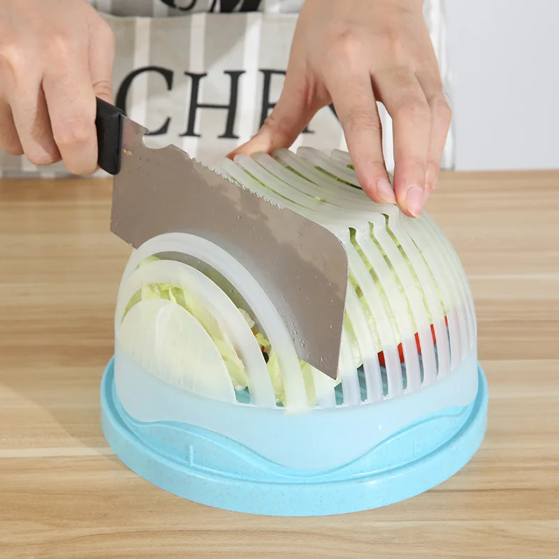 Factory Wholesale 3 In1 Creative Salad Cutter Bowl Fruit Chopper Vegetable Slicers Salad Maker Cutter Bowl