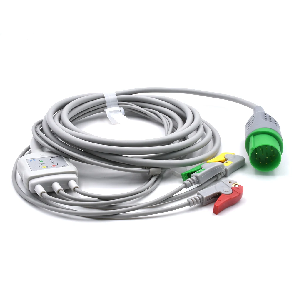 Nihon Kohden TEC-7621C 3-х свинцовый ECG кабельный зажим IEC EKG кабель для 7631C/7721C/7731C медицинские расходные материалы