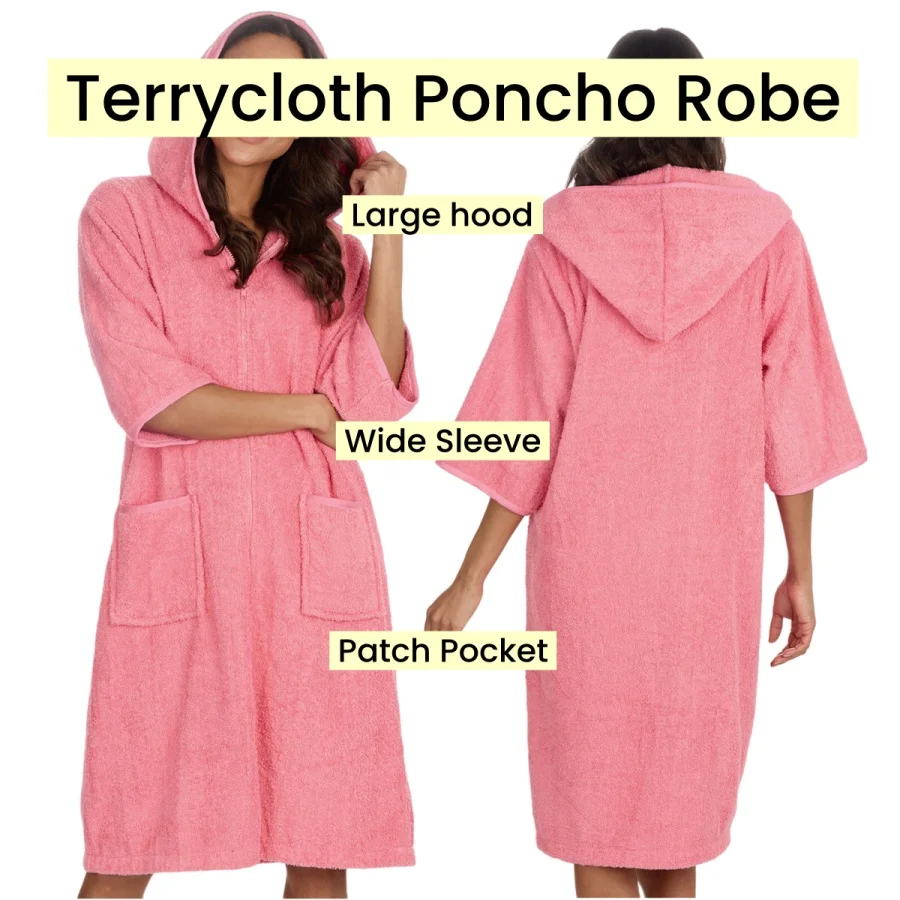 terry surf poncho hooded beach bathrobe towel surf changing poncho robe