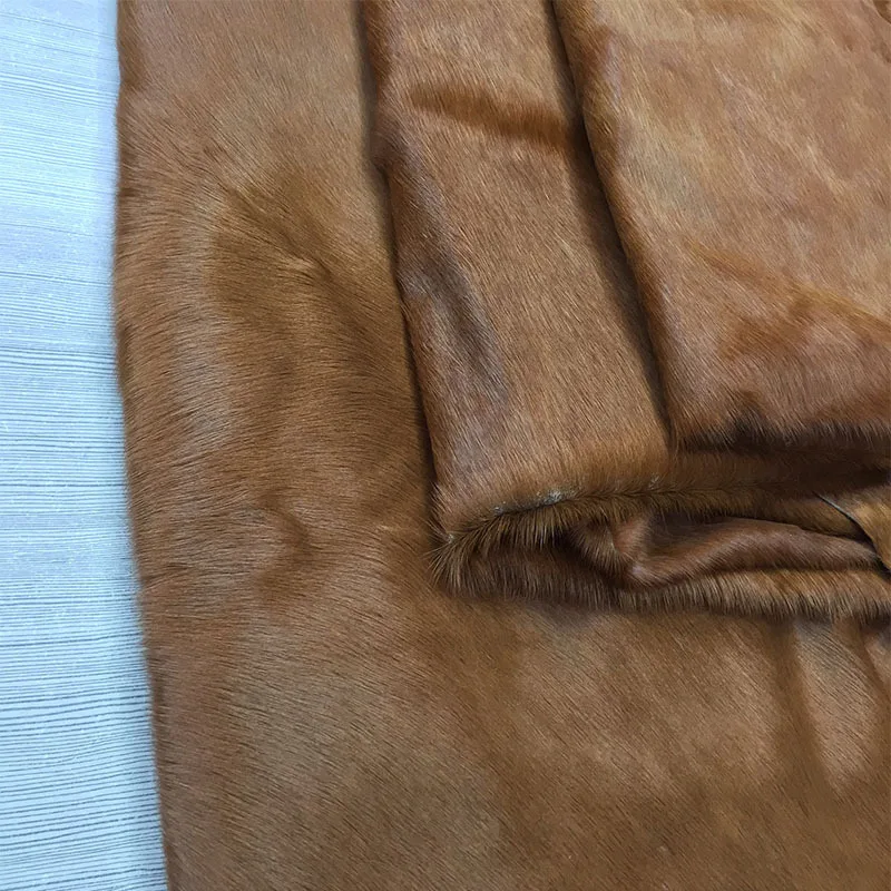 Soft solid color cowhide fur genuine horse hair leather pony hair for making shoes bags clothing