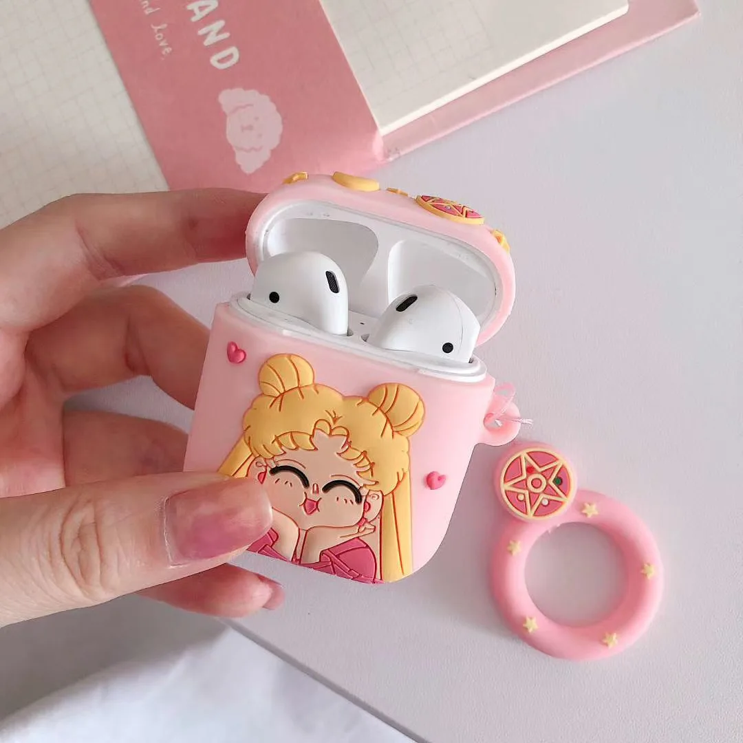 sailor moon beatiful girl cartoon high quality silicone earphone case for i9s/i10/i11/i12/i13/i17/i23/i25/i27/i100