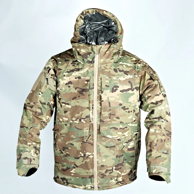 Multicam Winter Waterproof Heated Tactical Uniform Outdoor Camouflage Hunting Warm Down Hooded Coat Hiking Jacket For Men