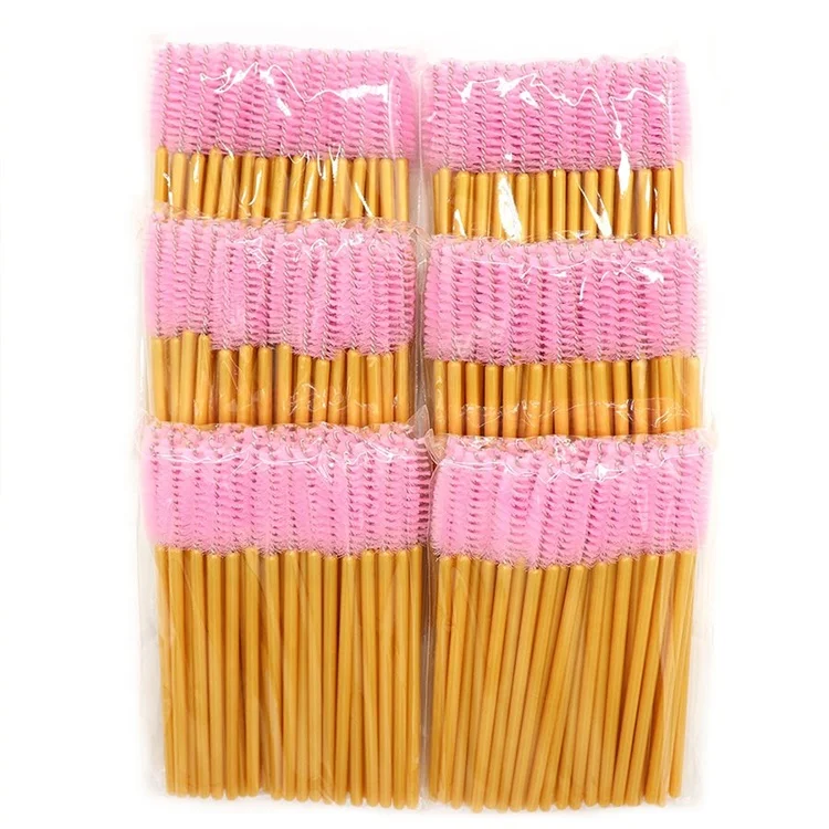 Wholesale Mini Gold And White Disposable Eyelash Applicator Mascara Brush Wands Eyelash Spoolie Brush