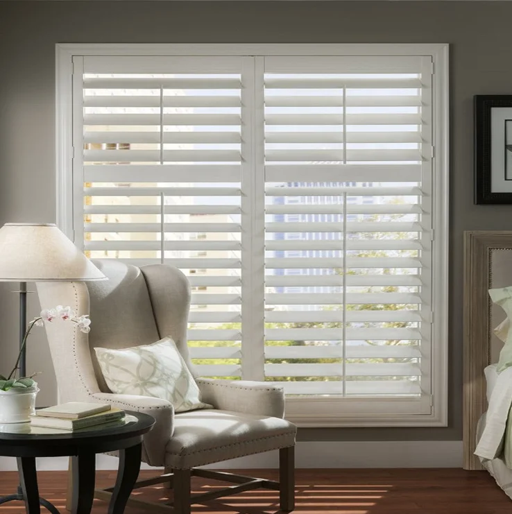 White color upvc shutter for window plantation shutters pvc