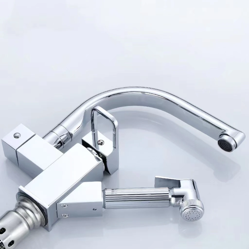 New Stainless Steel Kitchen Faucet 360 Degree Rotation With Spray Gun Sink Mixer Single Hole Hot And Cold Mixing Faucets