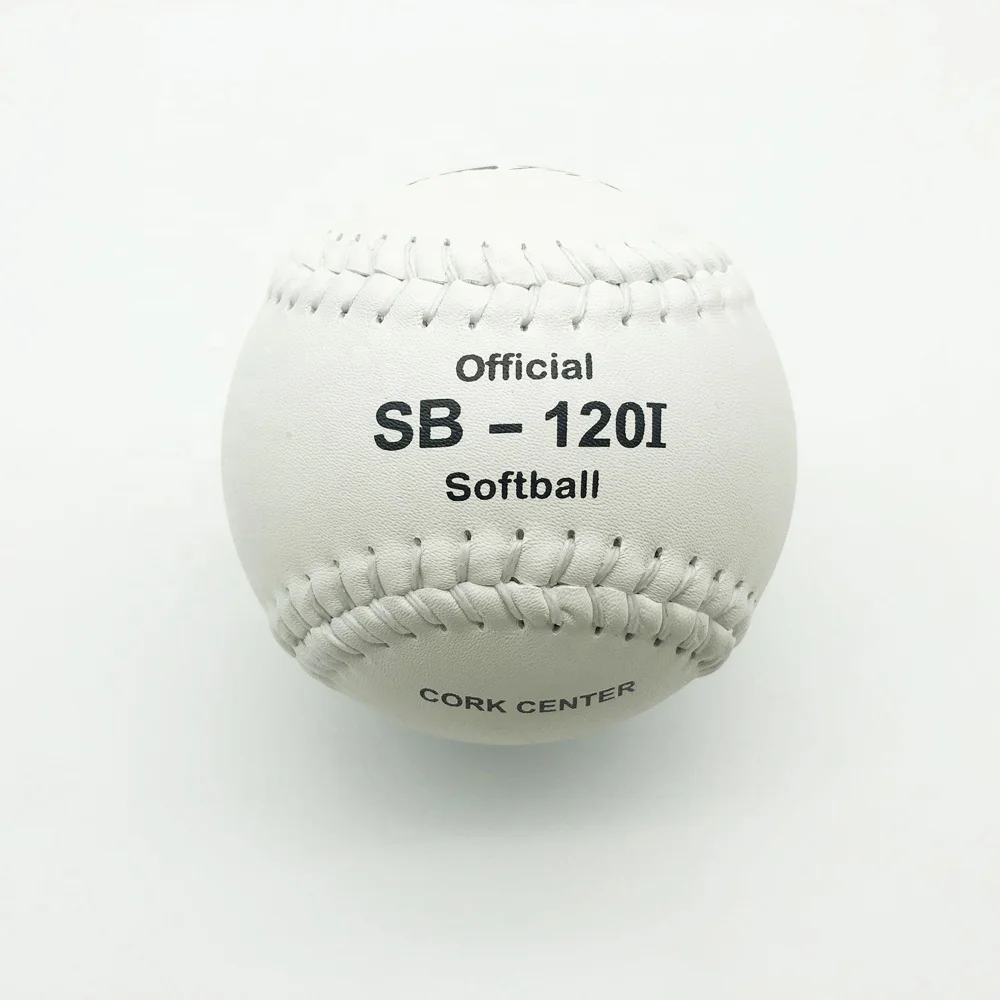 12 inches Grade A game quality split leather glued PK cork core Cor. 47, 375 lbs Tamanac white softball
