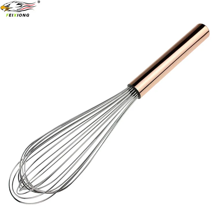 HB095 new products stainless steel Egg Whisk beater  With Gold Plated Handle Manual Egg mixer