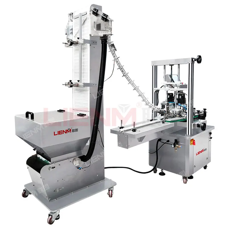 LIENM Full automatic capping machine with feeder capping screwing closing machines