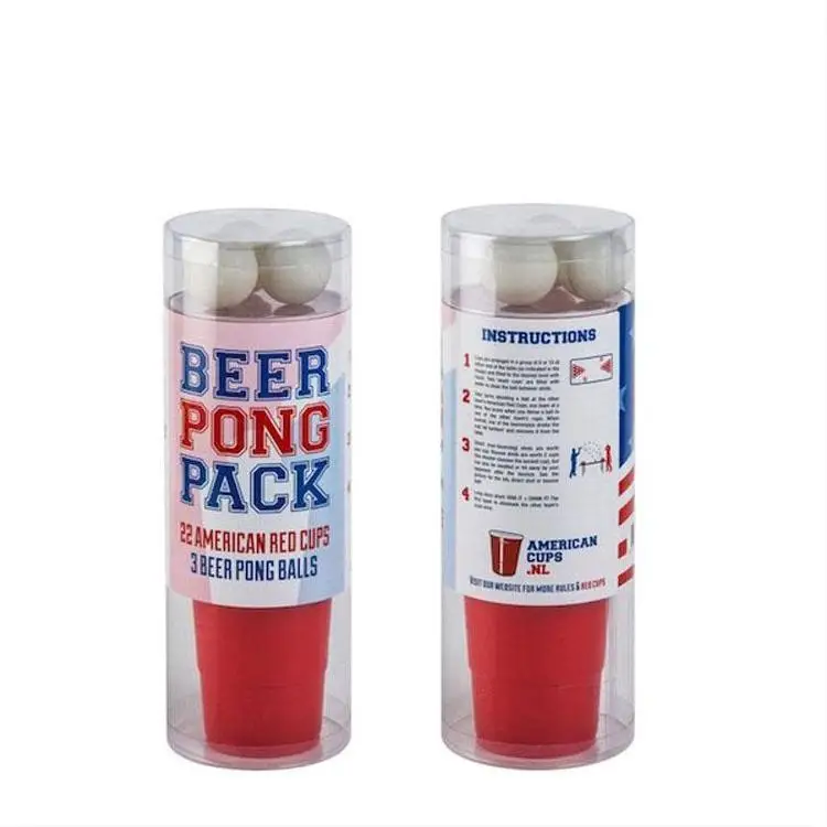 16OZ PVC Box Package Beer Pong Drinking Game with Beer Cup and Balls Set Disposable
