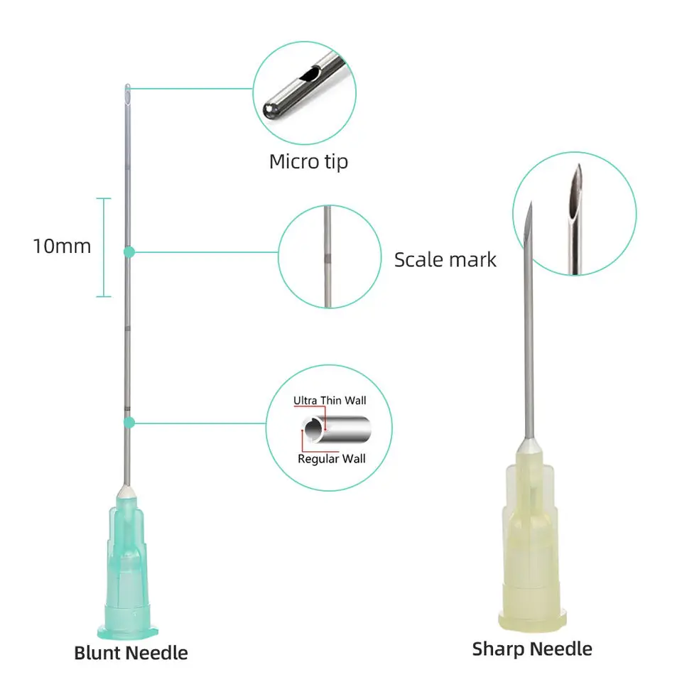 Korea Injectable Mesotherapy Needle 18g 21g 22g 23g 25g 26g 27g 30g Blunt Tip Needle Micro Cannula For Derma Filler