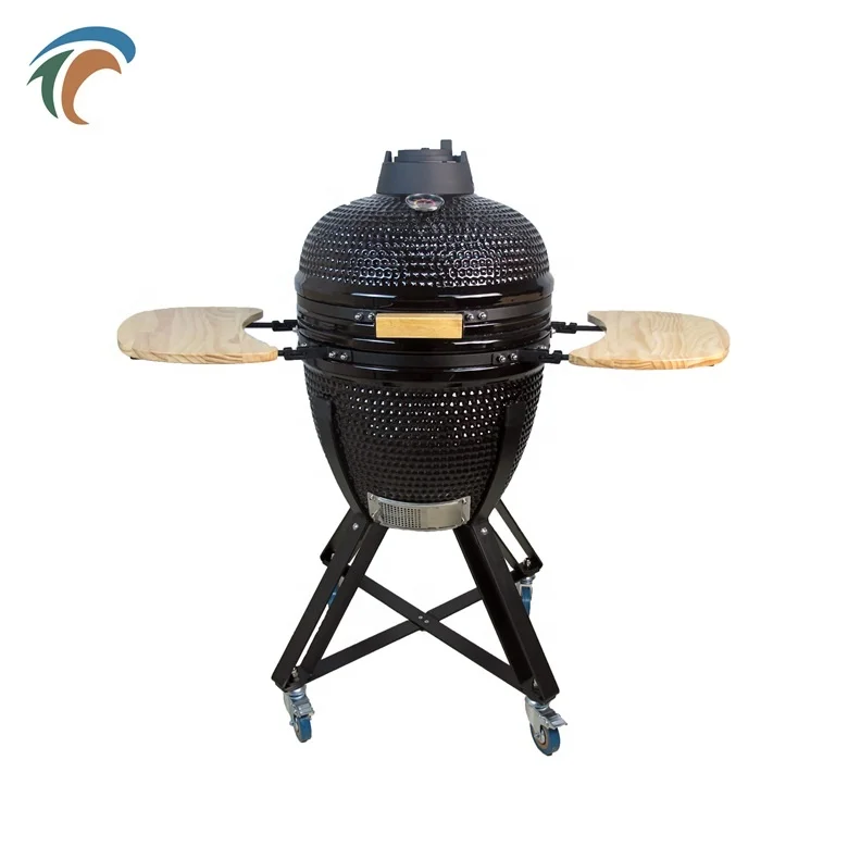 outdoor kitchen 18 inch black ceramic bbq charcoal grill kamado for garden