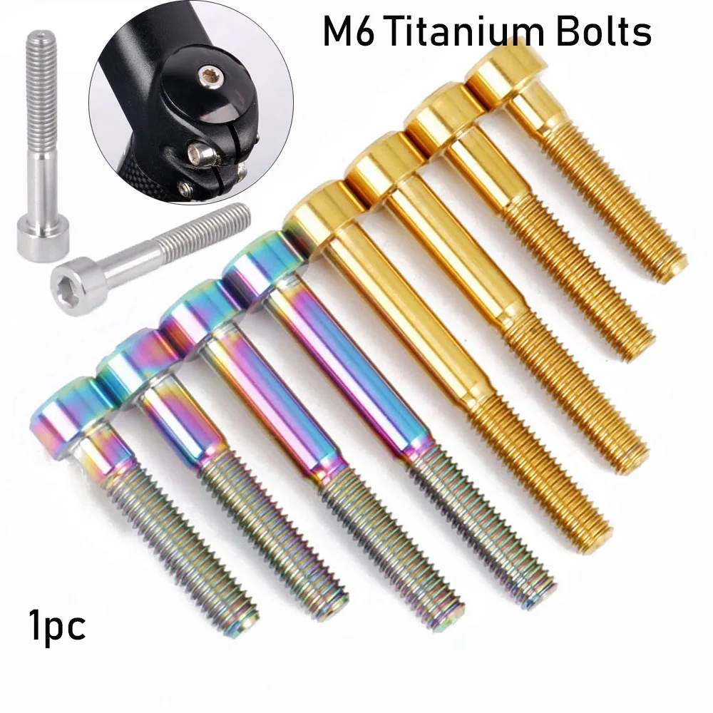 1 PC M6 Titanium Bolts 30/35/40mm Bicycle Headset Fixing Stem Top Cap Ti Screws For MTB BMX Bikes Fastening Bikes Accessories|Bi