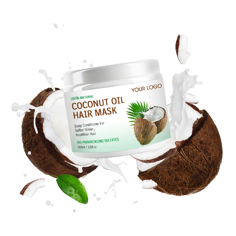 OEM профессиональный салон частная этикетка Органическая маска для волос ремонт гладкая глубокая 260 мл кокосовое масло маска для волос