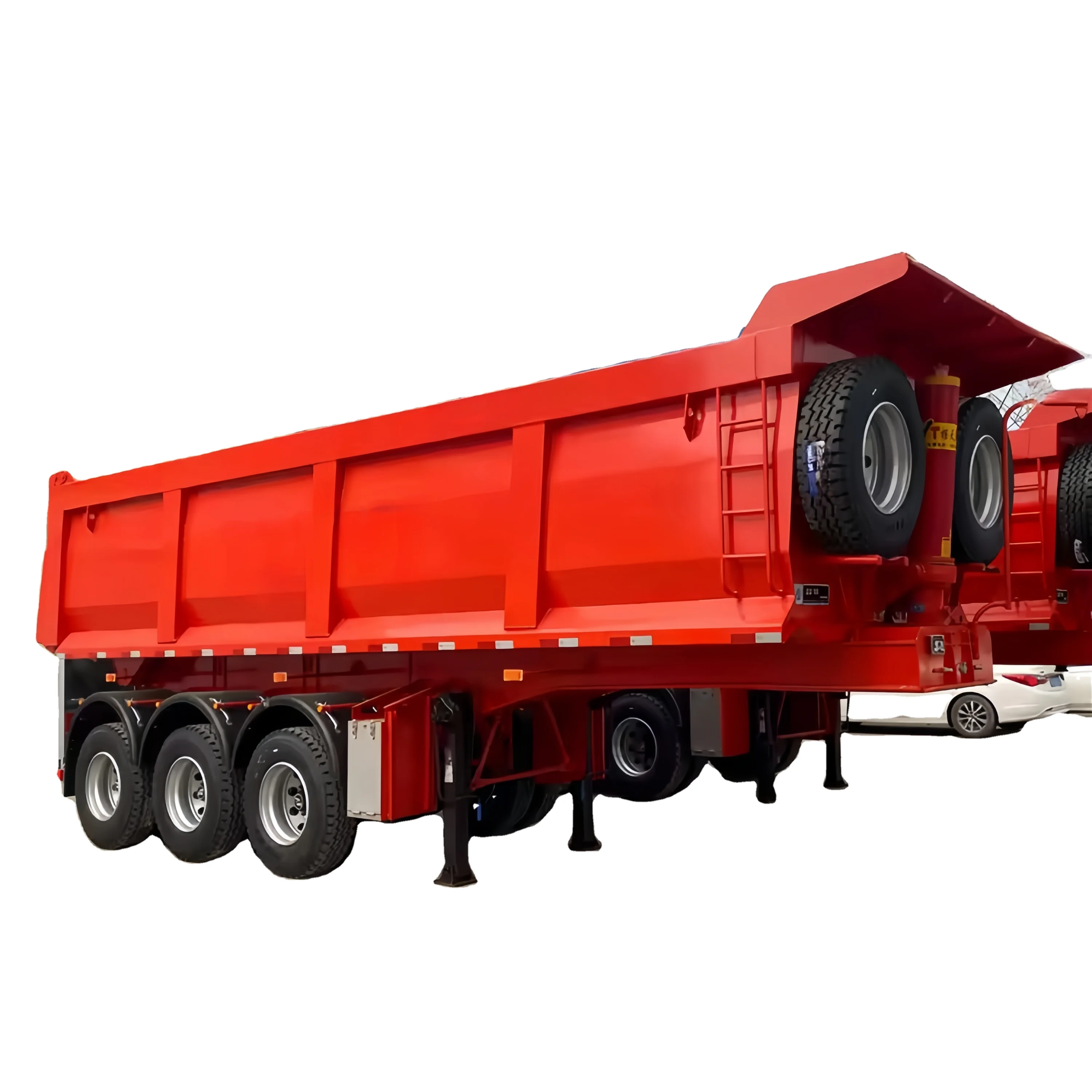 Low Price 3 Axle 60 Ton U-Shape Cargo Transport Hydraulic Tipper Dump Semi Truck Trailer Rear Tipping Rear Trailer