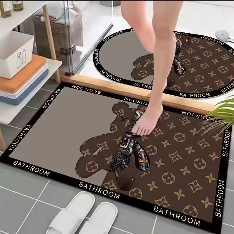 Non Slip Super Absorbent Floor Mat Thin Bathroom Rugs Fit Under Door Quick Dry Rubber Bath Mats diatomite bath mat