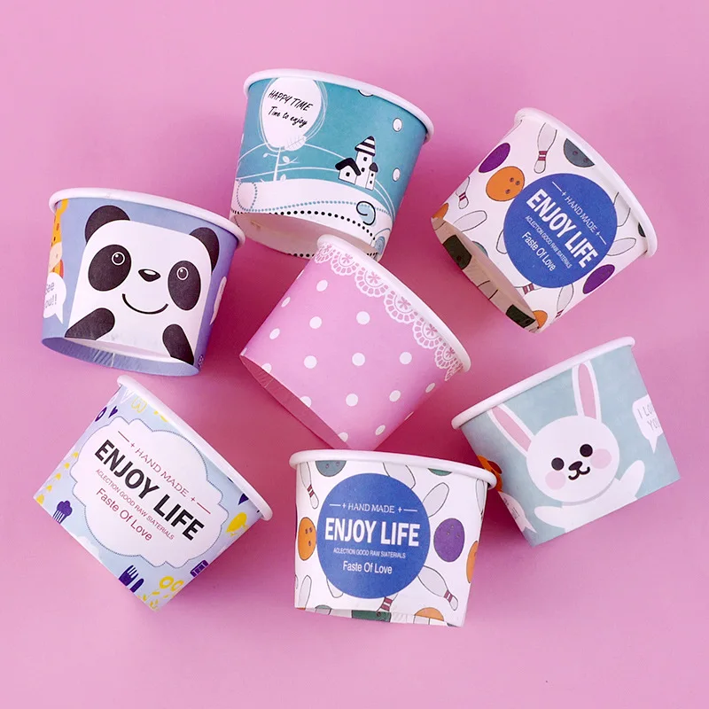 Disposable New Paper White Small Capacity 3oz  120ml Paper Ice Cream Cups Yogurt Cup