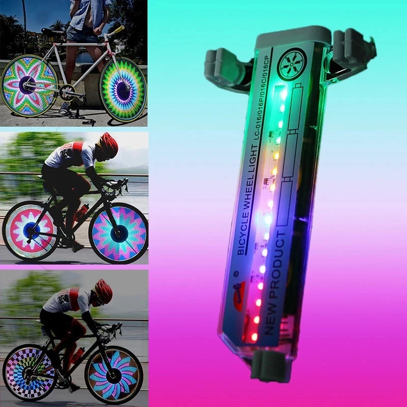 16LED Colorful Double Sided Bike Tyre Spoke Light Bicycle Motorcycle Wheel Lights Outdoor Cycling Signal Reflective Warn Lamps