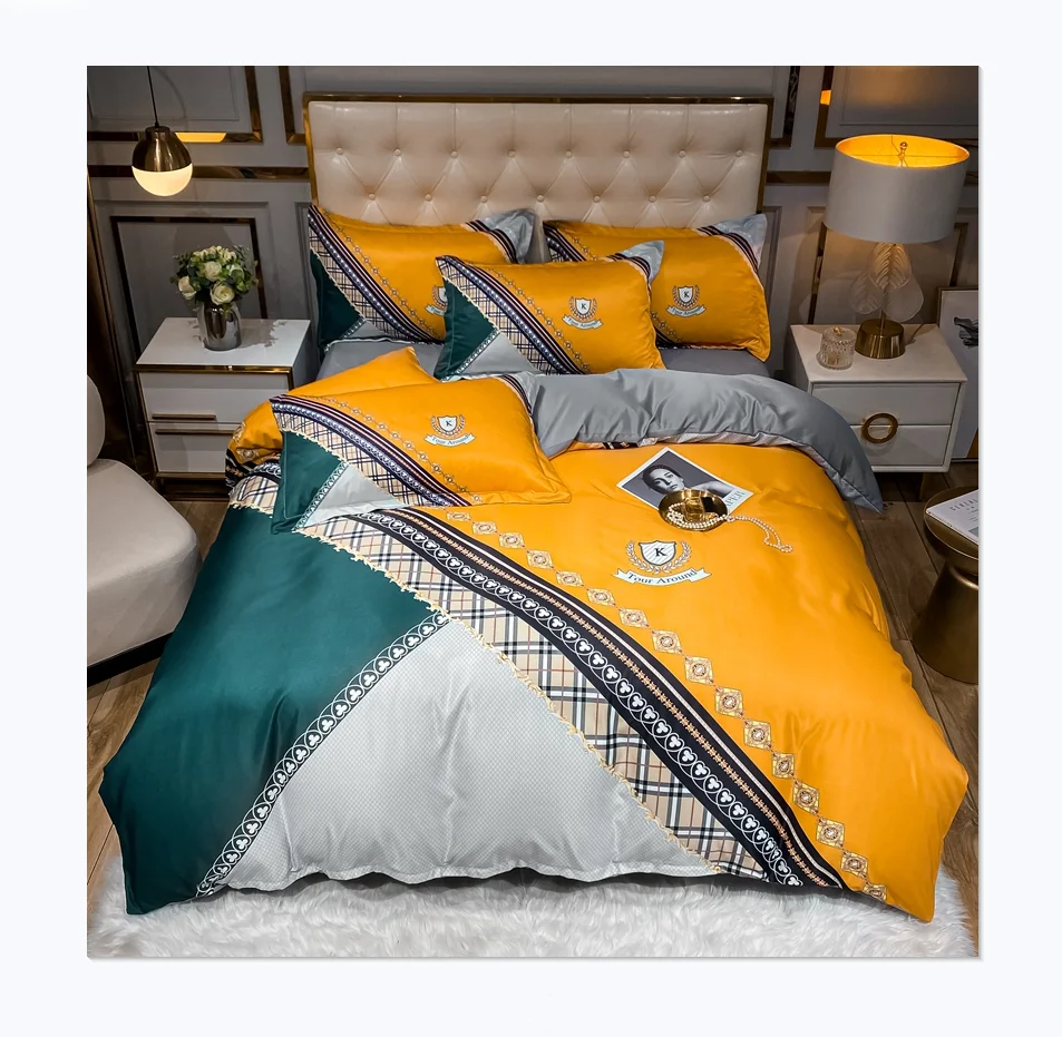 А-ля 60ые мыть десять cel цифровая печать 4 предмета в комплекте, для спальни, дизайнерское постельное белье