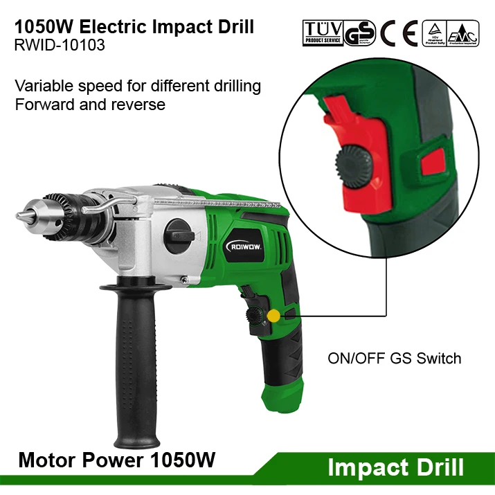 1050W Electric Power Impact Drill Tools Corded AC Brush Motor Diy Hand Electric Drill Impact Machine Set Hammer Drill 13MM/16MM