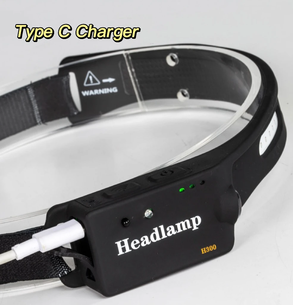 Full Vision Rechargeable COB Led Headlamp With Type C Waterproof Sensor Switch Camping Head Torch Emergency Hot LED Headlight