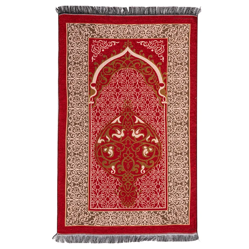 Plain type soft velvet material washable color folded prayer rug mat for muslim gits