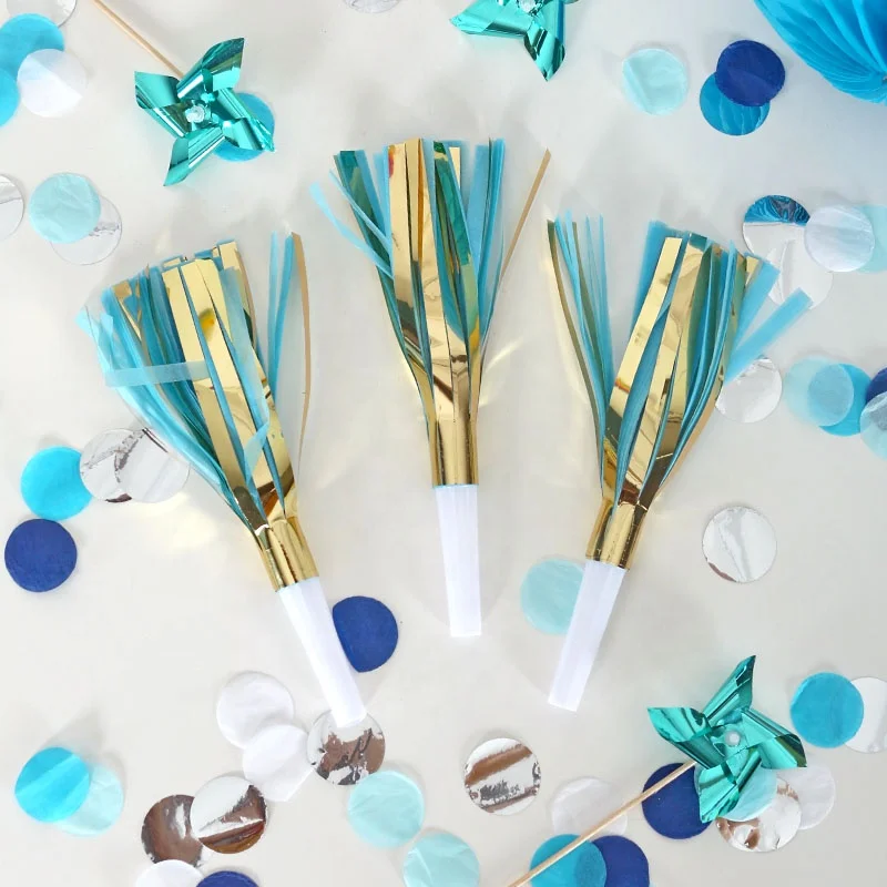 wholesale 2021 New product Paper voiced Tassel  Whistle for Birthday Wedding Beach Party Decoration supplies