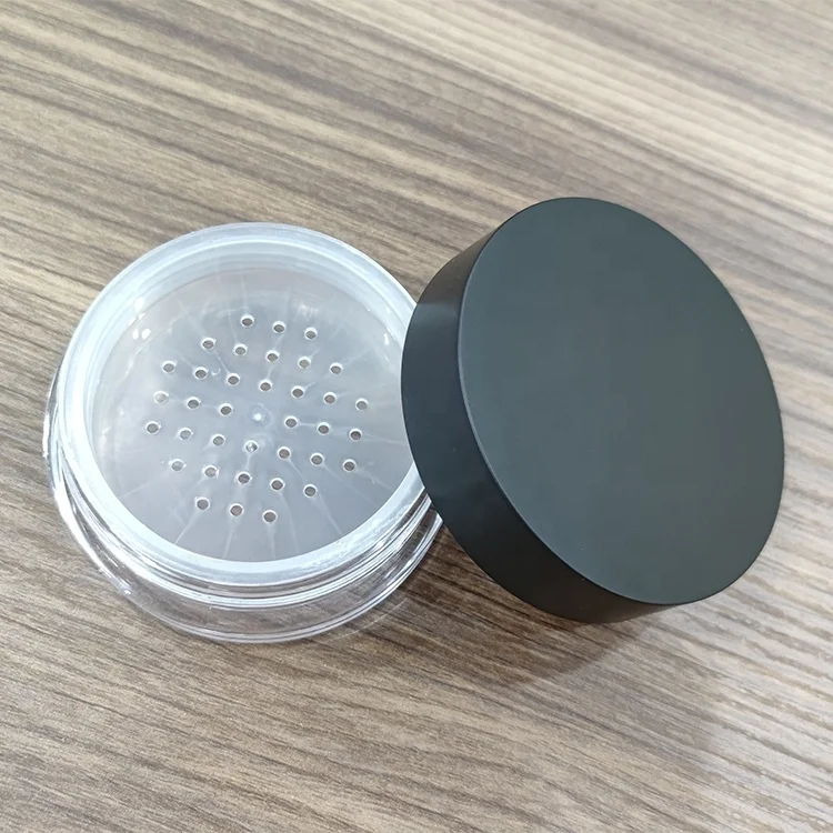 Loose powder jar 30g custom logo cosmetic jar with sifter empty loose powder container plastic makeup packaging mirror