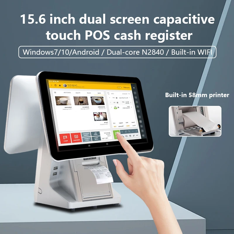 11.6 inch/15 inch/15.6 inch Dual screen with touch N2840 2.16Ghz processor Built in 58mm printer POS all in one machine