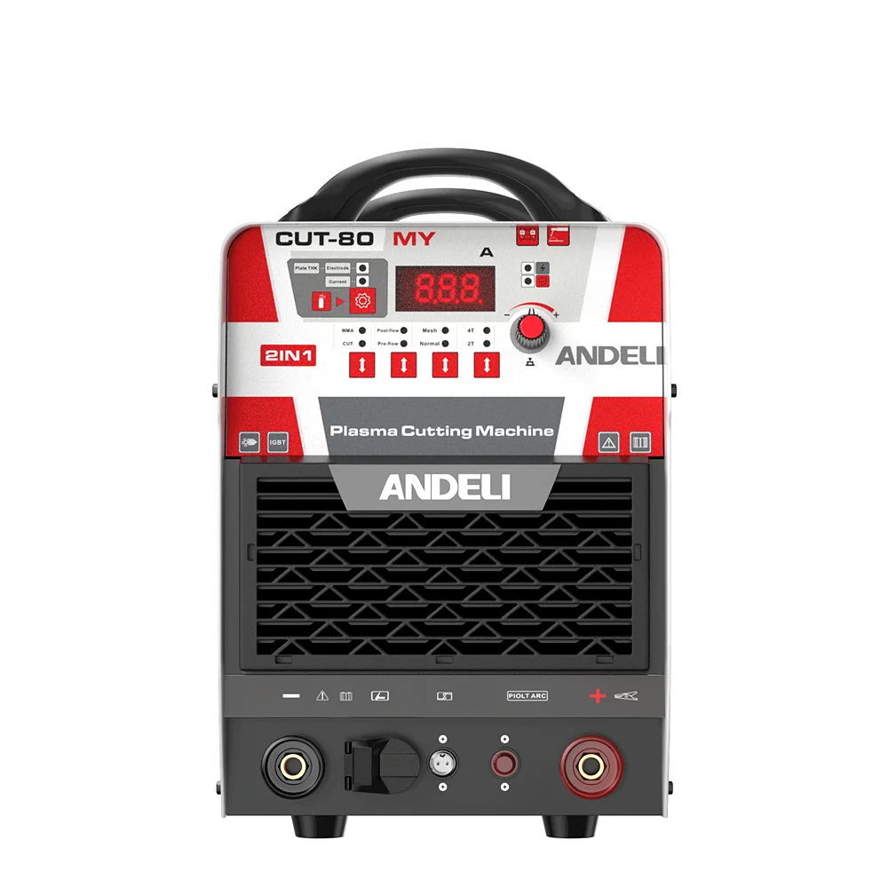 ANDELI Industrial Pilot Arc Plasma Cutting Machine CUT-80MY Stick & HF Plasma Cutter with Built-In Air Compressor Inverter