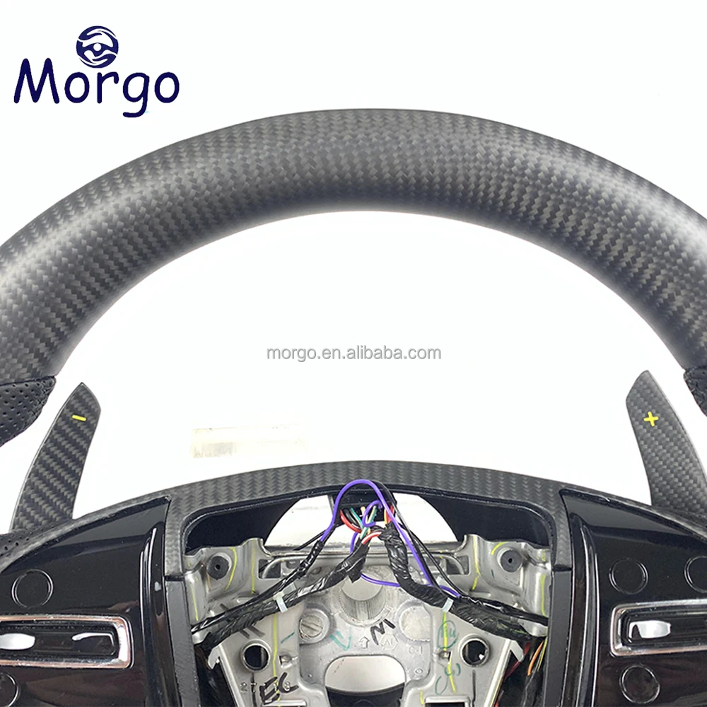 Matte Carbon Fiber SteeringWheel Fit For Cadillac CTS-V ATS XTS SRX CT6 XT5 XT6 CT4 XT4 Custom Perforated Leather Steering Wheel