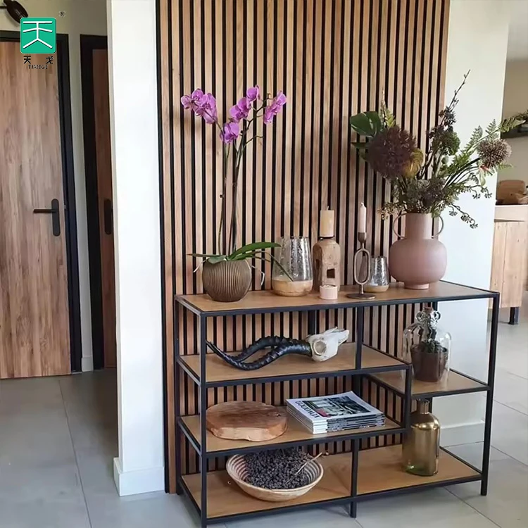 TianGe 600 Mm Pet Mdf  Slat Wooden Veneer De Madera Solid Wood Akupanel Acoustic Panel For Euro Market In Eu