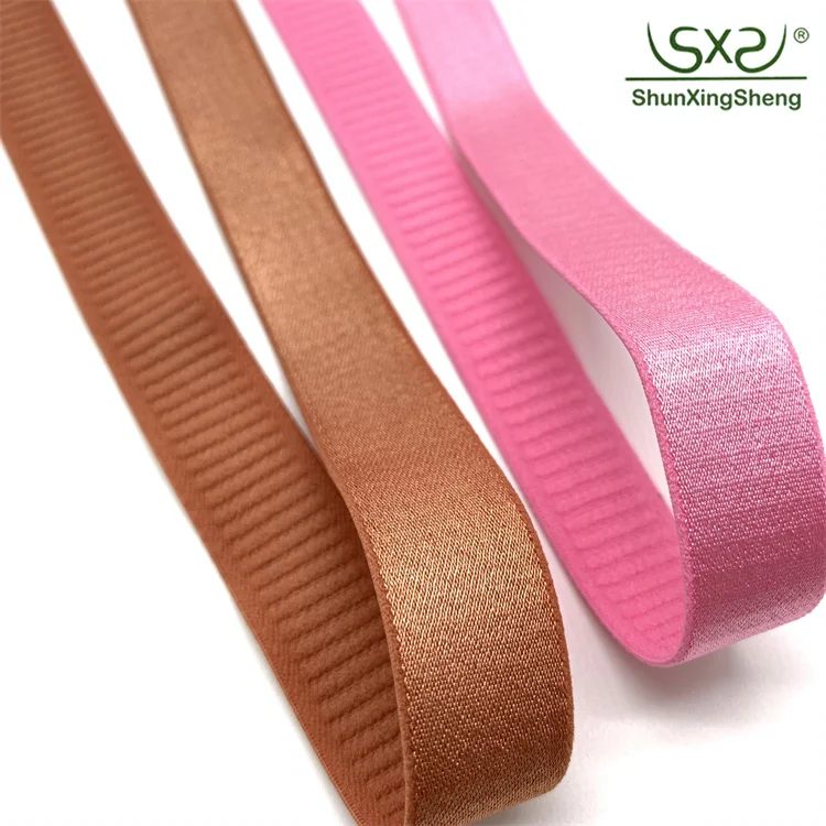 Custom Design Satin 2Cm 3/8 Jacquard Overlock Plush Back Both Sides Picot White Nylon Spandex Women Sexy Bra Elastic Strap