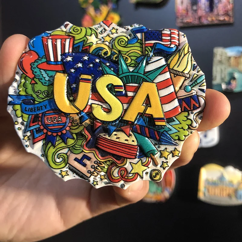 Custom Logo Chicago Boston Americana Theme Nyc Usa Us States Guam Miami San Diego Souvenir Las Vegas Usa Florida Fridge Magnet