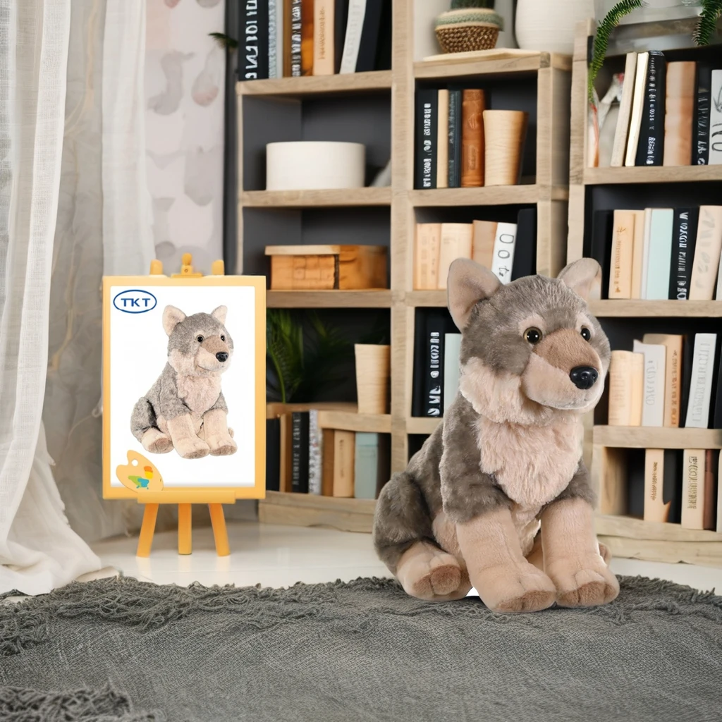 Wholesale ODM OEM Custom Simulation Wolf Stuffed Animal Plush Realistic Unisex Kids Gift Comforter With PP Filling Material