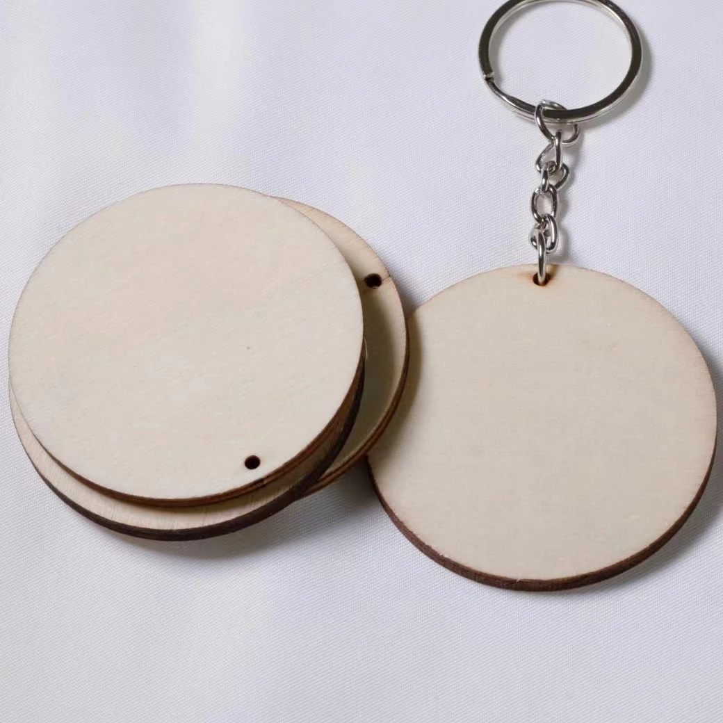 Natural wood color beech round coin slice DIY wooden crafts cutout chips